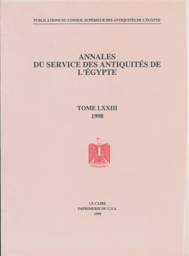 Annales du Service des Antiquit‚Äö√†√∂¬¨¬©s de l'Egypte: Vol. 73