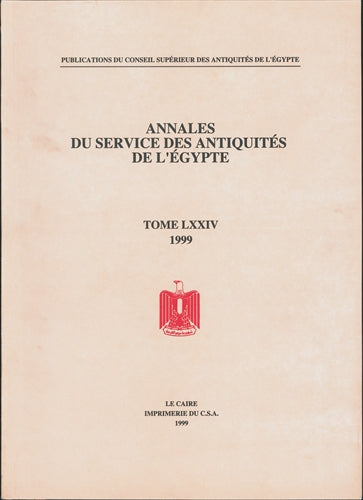Annales du Service des Antiquit‚Äö√†√∂¬¨¬©s de l'Egypte: Vol. 74